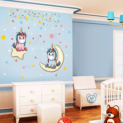 Kibi Unicornio Pegatinas de Pared de Unicornio Para Niñas Niños Dormitorio Pegatinas Unicornio Pared Pegatina de Pared Acuarela Mundo de Unicornio Stickers Unicornio Pared