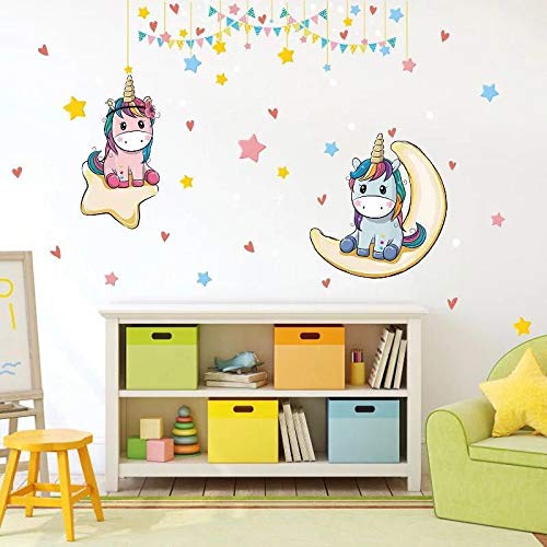 Kibi Unicornio Pegatinas de Pared de Unicornio Para Niñas Niños Dormitorio Pegatinas Unicornio Pared Pegatina de Pared Acuarela Mundo de Unicornio Stickers Unicornio Pared