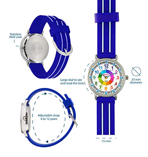 KIDDUS Reloj Educativo para niño, Chica, Chico. De Pulsera, analógico. Time Teacher fácil de Leer para Aprender la Hora. Ejercicios incluídos. Mecanismo de Cuarzo japonés. KI10309 Manillas escritas KIDDUS Reloj Educativo para niño, Chica, Chico. De Pulsera, analógico. Time Teacher fácil de Leer para Aprender la Hora. Ejercicios incluídos. Mecanismo de Cuarzo japonés. KI10309 Manillas escritas