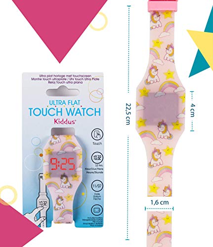 KIDDUS Reloj LED Digital para niña o niño. Pulsera de Silicona Suave. Batería Japonesa reemplazable. Fácil de Leer y Aprender Las Horas. Efecto Fluorescente. KI10220 Arcoiris