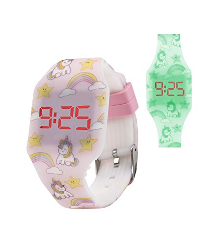 KIDDUS Reloj LED Digital para niña o niño. Pulsera de Silicona Suave. Batería Japonesa reemplazable. Fácil de Leer y Aprender Las Horas. Efecto Fluorescente. KI10220 Arcoiris