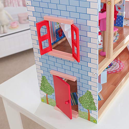KidKraft-Chelsea Casa madera con muebles y accesorios incluidos, 3 pisos, para muñecas de 30 cm, multicolor, (65054)