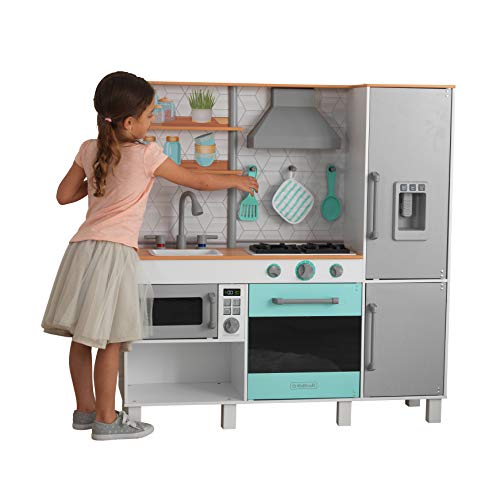 KidKraft-  Gourmet Chef Cocina de juguete de madera con máquina de hielo, Color Gris (53421)