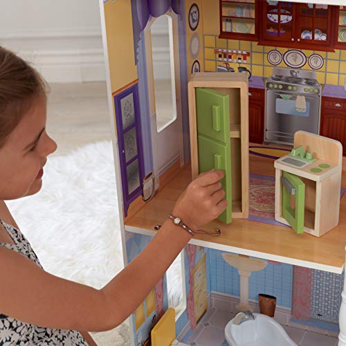 KidKraft- Savannah Casa de muñecas de madera con muebles y accesorios incluidos, 4 pisos, para muñecas de 30 cm , Color Blanco (65023)