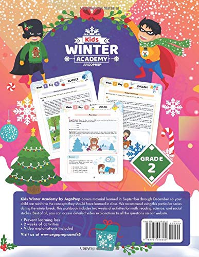 Kids Winter Academy by ArgoPrep: 2nd Grade: 2 Weeks of Math, Reading, Science, Social Studies and Fitness | Online Access Included | Prevent Learning Loss