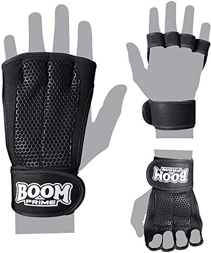 KIKFIT Crossfit Guantes Apretones Mano - para Levantar Barra Gimnasio Levantamiento de Pesas,Peso Muerto Calistenia Gimnasia Fitness Entrenamiento - sin Dedos Cuero Acolchado Palma Protector con KIKFIT Crossfit Guantes Apretones Mano - para Levantar Barra Gimnasio Levantamiento de Pesas,Peso Muerto Calistenia Gimnasia Fitness Entrenamiento - sin Dedos Cuero Acolchado Palma Protector con