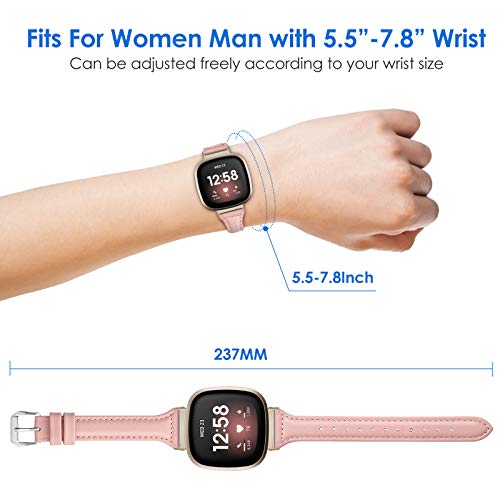 KIMILAR Correa de Cuero Compatible con Fitbit Sense/Versa 3 Correa para Mujeres Hombres, 5.5"-8.5" Pulseras de Repuesto Delgada y Estrecha Correa de Hebilla de Metal para Sense/Versa 3 Smartwatch KIMILAR Correa de Cuero Compatible con Fitbit Sense/Versa 3 Correa para Mujeres Hombres, 5.5"-8.5" Pulseras de Repuesto Delgada y Estrecha Correa de Hebilla de Metal para Sense/Versa 3 Smartwatch