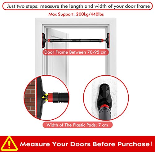 Kimimara Barra de Dominadas, Barra Dominadas Puerta sin Tornillos instalación, Para Hacer Ejercicio en Casa en Interiores (70-95cm)