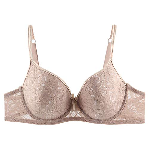 KIMODO Moda Mujer Sujetadores Sexy de Encaje Sujetador de la Copa Super-Delgada Reunidos Ropa Interior cómoda—Beige 95B KIMODO Moda Mujer Sujetadores Sexy de Encaje Sujetador de la Copa Super-Delgada Reunidos Ropa Interior cómoda—Beige 95B