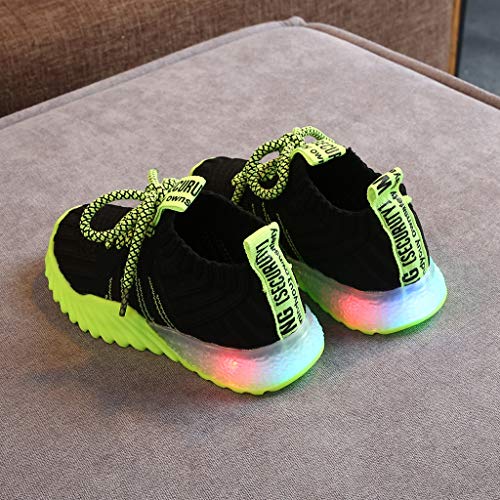 KIMODO Unisex Pequeño Bebés Niñas Niños Malla Luz LED Zapatos Deportivos Luminosos Zapatillas Cordones Cruzados con Cordones Suela de Caucho de Color Sólido Material