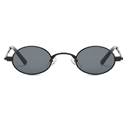 kimorn Gafas De Sol Para Mujer Pequeño Redondas metal Marco Ovaladas Unisex Anteojos K0577 (Negro)