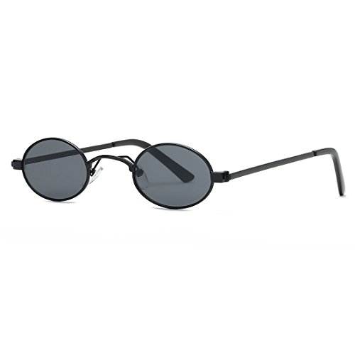 kimorn Gafas De Sol Para Mujer Pequeño Redondas metal Marco Ovaladas Unisex Anteojos K0577 (Negro)