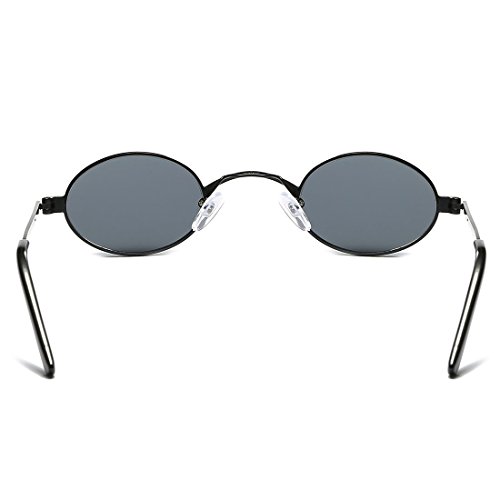 kimorn Gafas De Sol Para Mujer Pequeño Redondas metal Marco Ovaladas Unisex Anteojos K0577 (Negro)