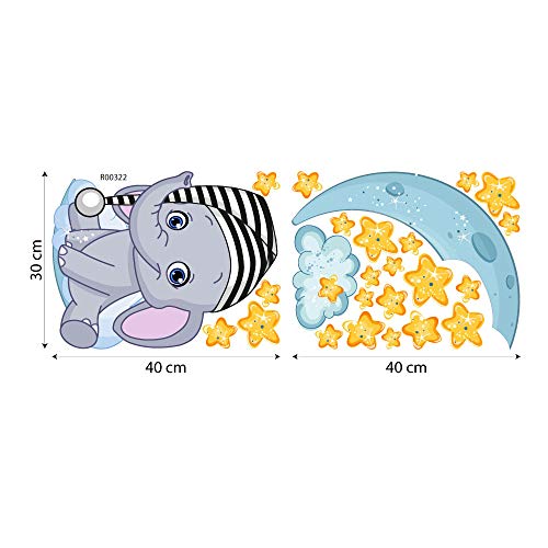 kina R00322 Adhesivos Pared Elefante Estrellas Luna Nube Decoración Pegatina Dormitorio Infantil Niño kina R00322 Adhesivos Pared Elefante Estrellas Luna Nube Decoración Pegatina Dormitorio Infantil Niño