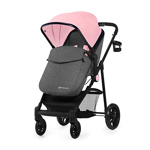 Kinderkraft Carrito Bebé 3 en 1 JULI, Silla de Paseo, Silla Coche, Capazo, Rosa