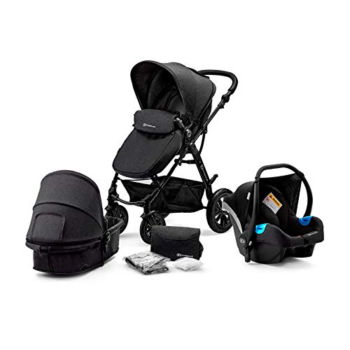 Kinderkraft Carrito Bebé 3 Piezas MOOV, Capazo, Silla Paseo, Silla Coche, Negro