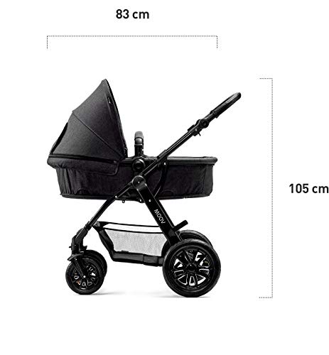 Kinderkraft Carrito Bebé 3 Piezas MOOV, Capazo, Silla Paseo, Silla Coche, Negro