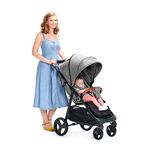 Kinderkraft Silla de Paseo GRANDE, Carrito, Capota Desplegable, para Niños, Gris