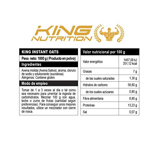 King Nutrition Instant Oats Suplemento Harina de avena 1kg Brownie