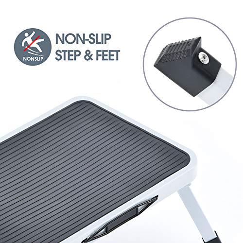 Kingrack - Taburete plegable con alfombrilla de goma antideslizante y taburete de cocina de acero ligero, soporta hasta 150 kg WKUK2501C Kingrack - Taburete plegable con alfombrilla de goma antideslizante y taburete de cocina de acero ligero, soporta hasta 150 kg WKUK2501C