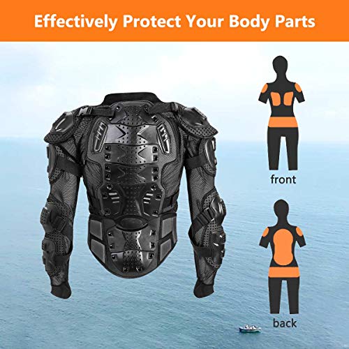 KINGUARD Chaqueta de Moto Chaqueta Protectora Cuerpo Armadura Profesional de Motocicleta Protección del Cuerpo Entero Spine Chest para Hombres Mujeres (Negro, S)