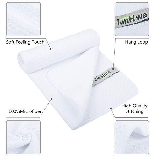 KinHwa Toalla de Entrenamiento de Microfibra para Hombres y Mujeres, Deportiva, Fitness, Ejercicio, 3 Unidades, 16 Pulgadas x 31 Pulgadas, 16Inch x 31Inch, Blanco