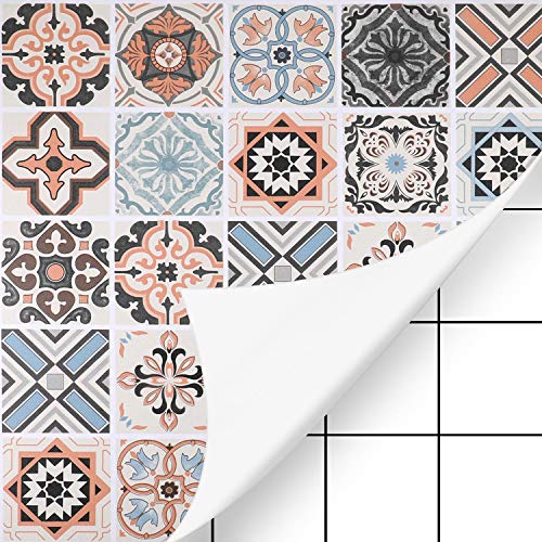 KINLO Papel Pintado Pared Adhesivo con la Imagen Mosaico Retro Colores, Pegatina de PVC para Decorar Azulejos Muebles Cocina Baño, a Prueba de Aceite de Agua de Moho, 0.61*5M per Rollo KINLO Papel Pintado Pared Adhesivo con la Imagen Mosaico Retro Colores, Pegatina de PVC para Decorar Azulejos Muebles Cocina Baño, a Prueba de Aceite de Agua de Moho, 0.61*5M per Rollo