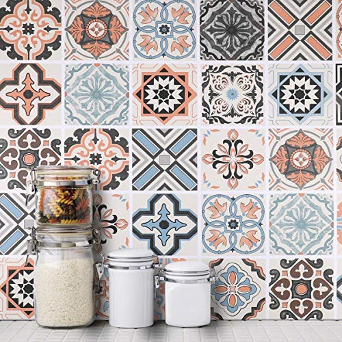 KINLO Papel Pintado Pared Adhesivo con la Imagen Mosaico Retro Colores, Pegatina de PVC para Decorar Azulejos Muebles Cocina Baño, a Prueba de Aceite de Agua de Moho, 0.61*5M per Rollo KINLO Papel Pintado Pared Adhesivo con la Imagen Mosaico Retro Colores, Pegatina de PVC para Decorar Azulejos Muebles Cocina Baño, a Prueba de Aceite de Agua de Moho, 0.61*5M per Rollo
