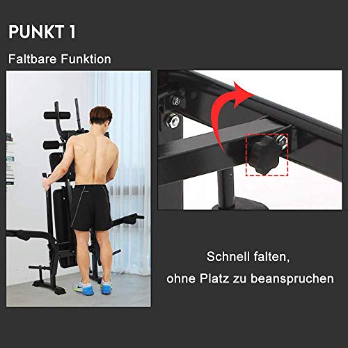 KirinSport - Banco de pesas, plegable, banco de entrenamiento, multigimnasio, deportivo, banco de empuje, para equipamiento de entrenamiento, ajustable, soporte de barras para pesas, banco de fondo KirinSport - Banco de pesas, plegable, banco de entrenamiento, multigimnasio, deportivo, banco de empuje, para equipamiento de entrenamiento, ajustable, soporte de barras para pesas, banco de fondo
