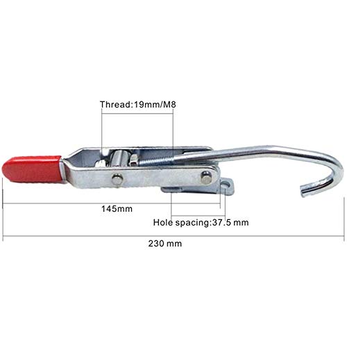 Kirmax J Tipo de Gancho Abrazadera de Palanca 2 Piezas 170Kg/375 Lbs Capacidad SujecióN RáPida AccióN de Bloqueo de Cierre Abrazadera de Palanca Tipo de Gancho de TraccióN (452)