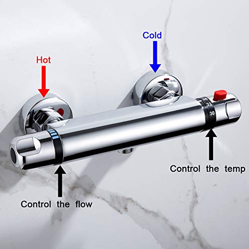 kisimixer Grifo Termostatico Ducha Termostático Ducha Grifos de Bañera Mezclador Termostático Ducha Moderno Cromo para Baño 20-50 ℃ kisimixer Grifo Termostatico Ducha Termostático Ducha Grifos de Bañera Mezclador Termostático Ducha Moderno Cromo para Baño 20-50 ℃