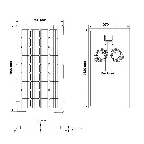 Kit 175W CAMPER 12V panel solar monocristalino células alemanas