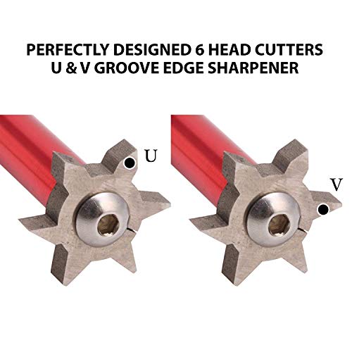 Kit Afilador Palos de Golf Afila Estrías Wedge Hierro Accesorio Cortador con 6 Puntas (U,V) por K&V Golf Herramienta Afilador Groove Multi-ángulo Mejora el Backspin y Control de la Bola (Rojo)