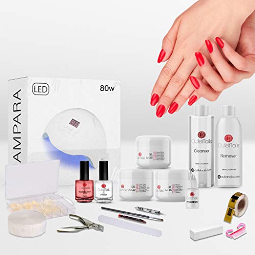 Kit completo Geles LED/UV con lámpara LED 80W / Kit completo gel de uñas/Kit geles 15ml