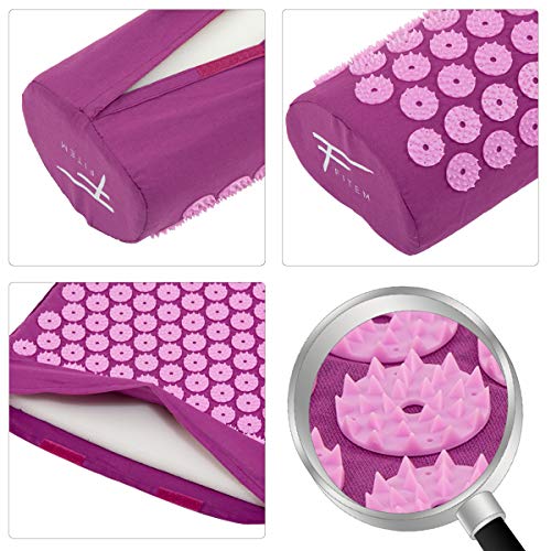 Kit de acupresión Fitem - Esterilla de acupresión + Cojín de acupresión + Bolsa + Bola de masaje - Alivia dolores de Espalda y Cuello - Ciática - Masaje de espalda - Relajación muscular Kit de acupresión Fitem - Esterilla de acupresión + Cojín de acupresión + Bolsa + Bola de masaje - Alivia dolores de Espalda y Cuello - Ciática - Masaje de espalda - Relajación muscular