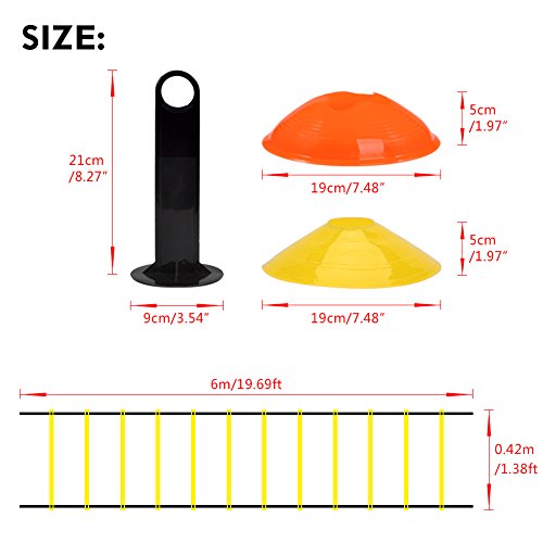 Kit de Entrenamiento Agilidad Velocidad - Escalera de Entrenamiento 12 Peldaños Ajustables + 10pcs Conos de Entrenamiento Kit de Entrenamiento Agilidad Velocidad - Escalera de Entrenamiento 12 Peldaños Ajustables + 10pcs Conos de Entrenamiento
