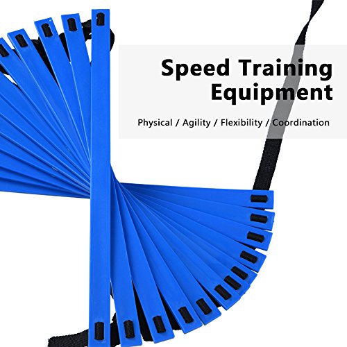 Kit de Entrenamiento Agilidad Velocidad - Escalera de Entrenamiento 12 Peldaños Ajustables + 10pcs Conos de Entrenamiento (Color : Azul)