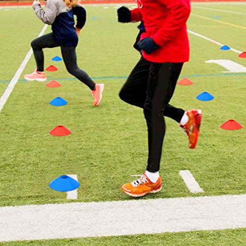 Kit de entrenamiento de velocidad de agilidad de 19 m, escalera plana + 10 unidades Disc Cones Speed ​​​​​​​​​escalera de entrenamiento con bolsa de almacenamiento para entrenamiento atlético (azul)