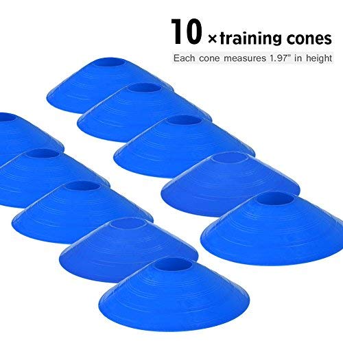 Kit de entrenamiento de velocidad de agilidad de 19 m, escalera plana + 10 unidades Disc Cones Speed ​​​​​​​​​escalera de entrenamiento con bolsa de almacenamiento para entrenamiento atlético (azul)