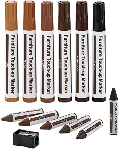 Kit de reparación de muebles Marcadores de madera y varas de cera con afilador,para manchas,rasguños,pisos de madera,escritorios,carpinteros,postes de cama,retoques y cubrimientos Kit de reparación de muebles Marcadores de madera y varas de cera con afilador,para manchas,rasguños,pisos de madera,escritorios,carpinteros,postes de cama,retoques y cubrimientos