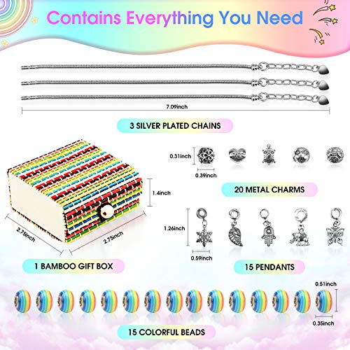 Kit para Hacer Pulseras, Kit Artesanía DIY Hacer Pulseras con Colgantes Regalo Joyería Cadena de Serpiente Plateada Hacer Pulseras Niñas