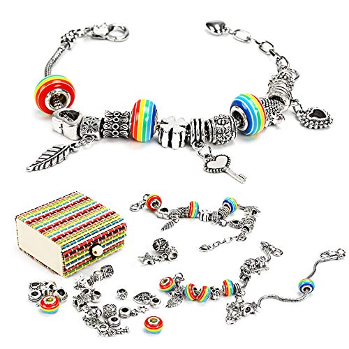 Kit para Hacer Pulseras, Kit Artesanía DIY Hacer Pulseras con Colgantes Regalo Joyería Cadena de Serpiente Plateada Hacer Pulseras Niñas Kit para Hacer Pulseras, Kit Artesanía DIY Hacer Pulseras con Colgantes Regalo Joyería Cadena de Serpiente Plateada Hacer Pulseras Niñas
