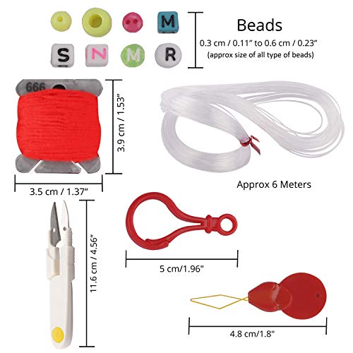 Kit Pulseras Amistad (1 Pack) - Set Manualidades Pulseras Incluye A-Z Abalorios Letras, Cuentas Redondas, 30 Hilo Bordado Multi Color, Cuerdas, Tijeras, Mosquetón Plástico y Enhebrador