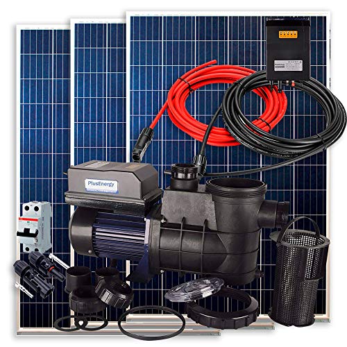 Kit Solar PlusEnergy para Piscina + Bomba Depuradora Solar 550W 60V 3/4cv + 3 Paneles Solares + Conectores