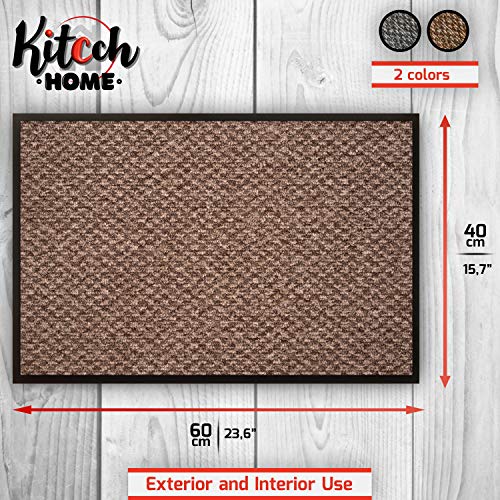 Kitcch Felpudo Entrada Casa | Felpudo Exterior | Felpudo Interior de Fàcil Cuidado | Alfombra Entrada Interior | Esterilla Antideslizante | Decoración Hogar | Alfombra de Exterior Beige 40x60cm