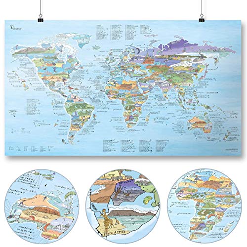 Kitesurf Map by Awesome Maps - Mapa mundial ilustrado para kitesurfistas - reescribible - 97,5 x 56 cm