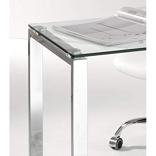 KITKAY Mesa Estudio o despacho Cristal y Patas cromadas de 100x50 cm. KITKAY Mesa Estudio o despacho Cristal y Patas cromadas de 100x50 cm.