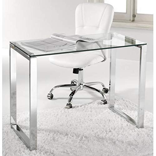 KITKAY Mesa Estudio o despacho Cristal y Patas cromadas de 100x50 cm. KITKAY Mesa Estudio o despacho Cristal y Patas cromadas de 100x50 cm.
