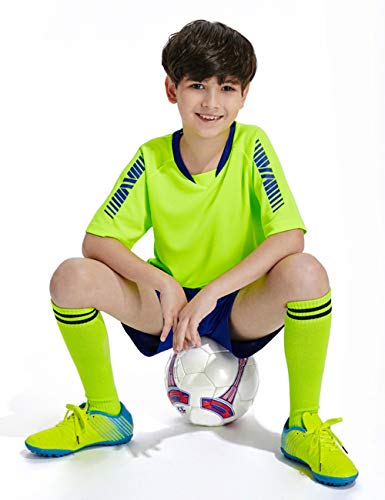 Kits de Camiseta de fútbol para niños Muchachos jóvenes - Manga Corta Camiseta y Pantalones Cortos y Calcetines Traje de Equipo de fútbol de Jersey