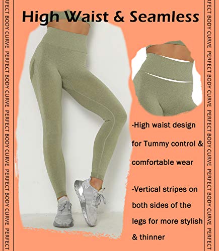 KIWI RATA Leggins Deportivos Mujer Push up Mallas Pantalones Cintura Alta Yoga Leggings Pantalón Moda Sin Costuras para Fitness Running Deporte Elásticos y Transpirables (Verde, S)